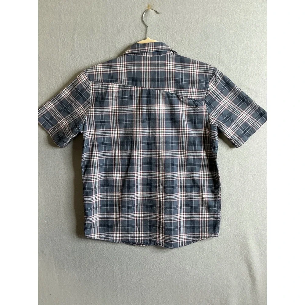 Volcom Button Up Kids Extra Large 15Y Plaid Shirt Short Sleeve Casual‎